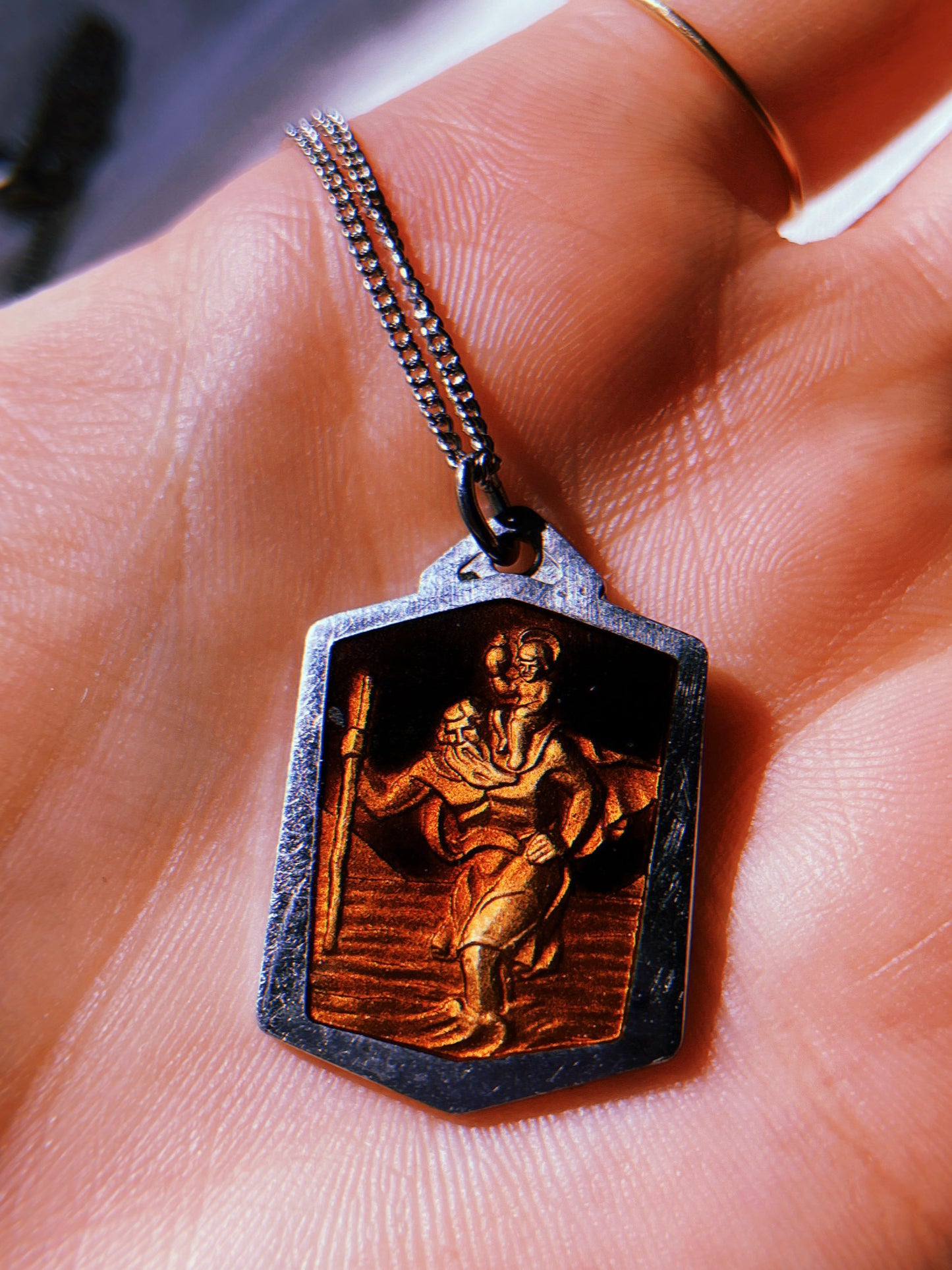 Vintage Saint Christopher Enameled Pendant Necklace No. 2