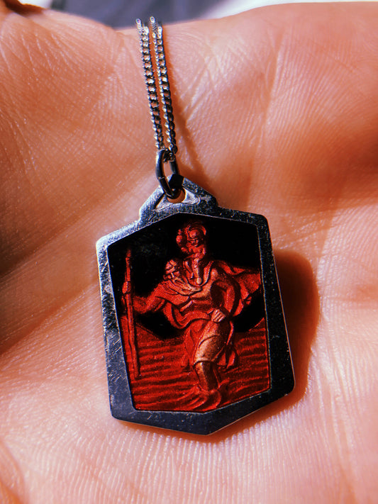 Vintage Saint Christopher Enameled Pendant Necklace No. 5