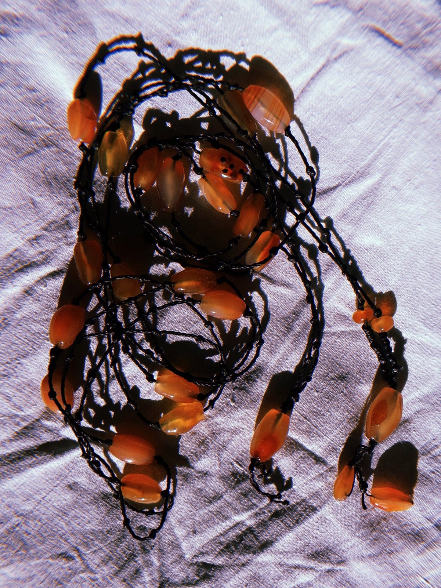 Antique Hand Knotted Mala Prayer Strand w/ Carnelian Beads