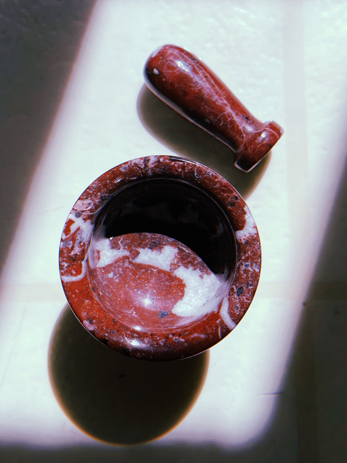 Mini Red Marble Pestle + Mortar Set