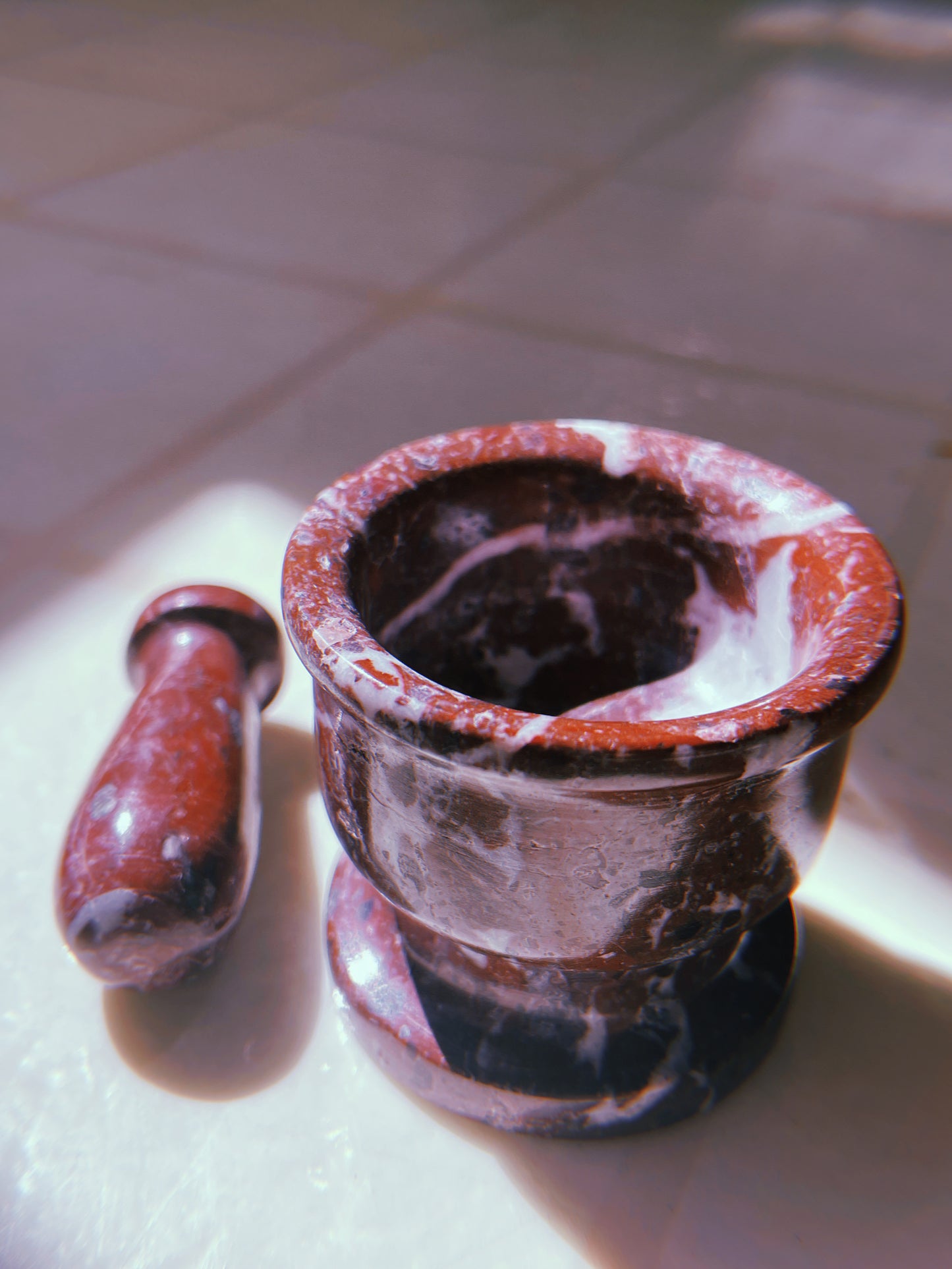 Mini Red Marble Pestle + Mortar Set