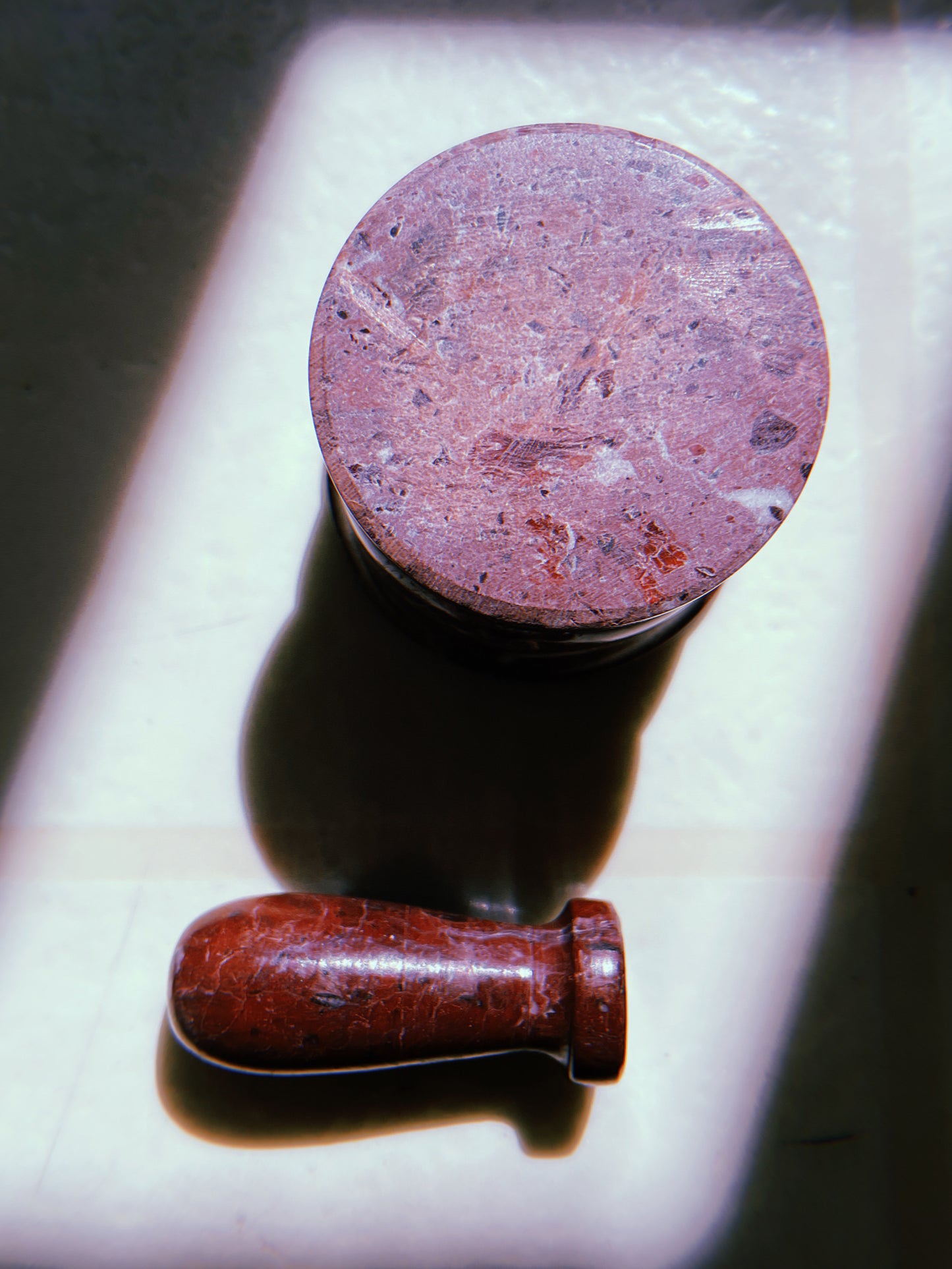 Mini Red Marble Pestle + Mortar Set