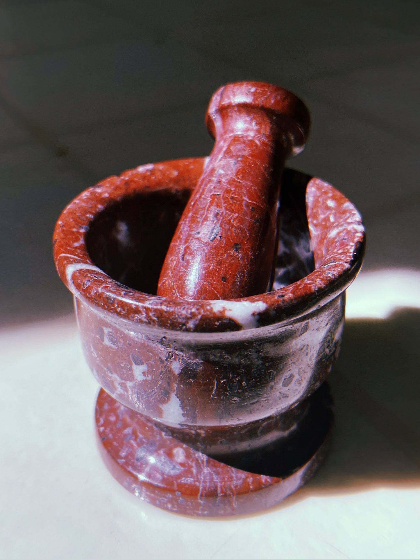 Mini Red Marble Pestle + Mortar Set