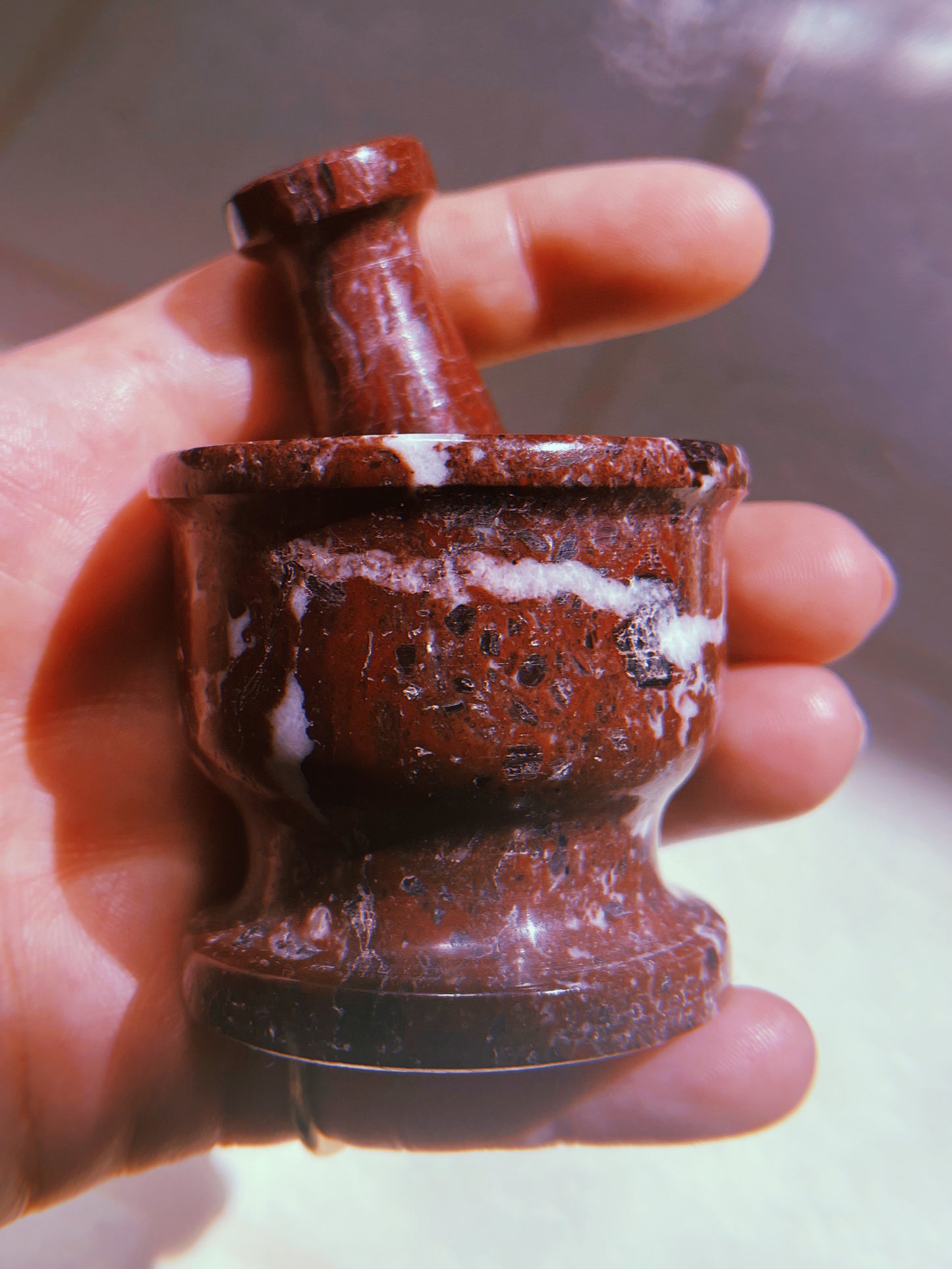 Mini Red Marble Pestle + Mortar Set