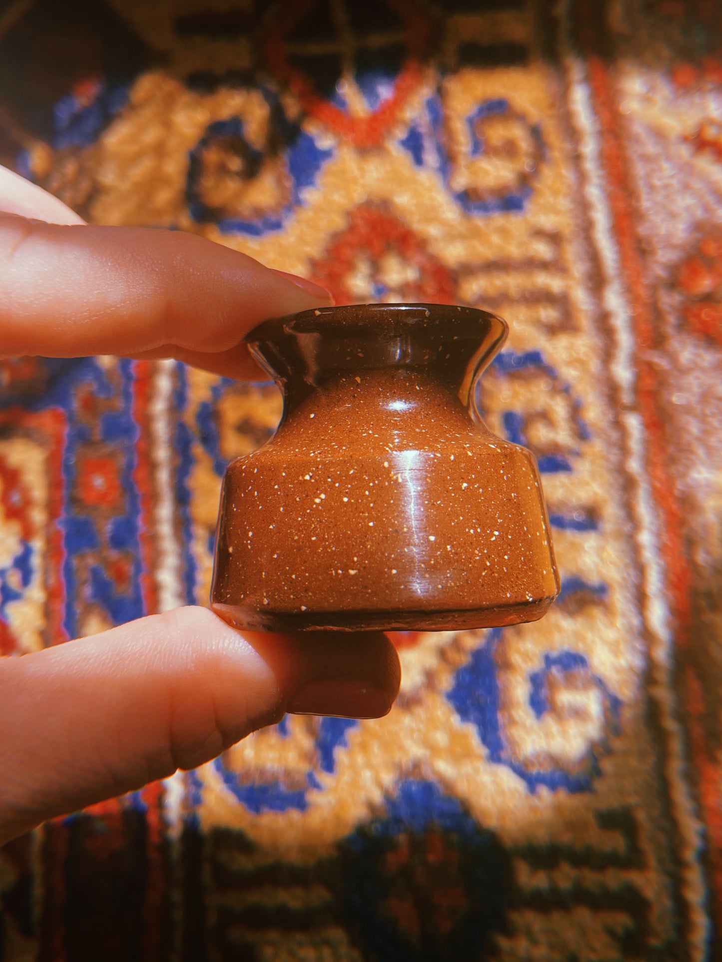 1975 Mini Brown Speckled Earthenware Vessel