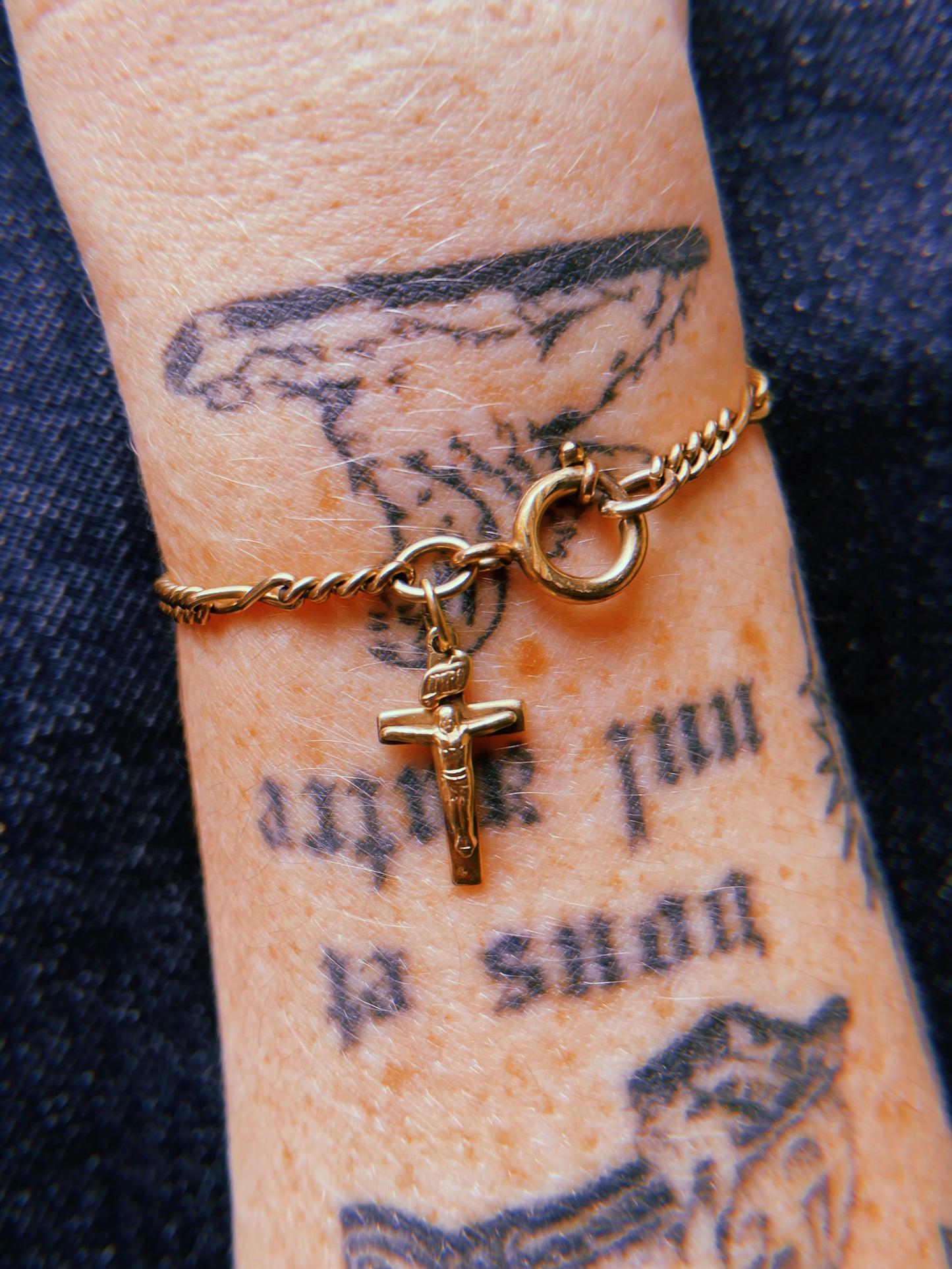 Antique Mini Infinity Rosary Bracelet w/ Mini Cross