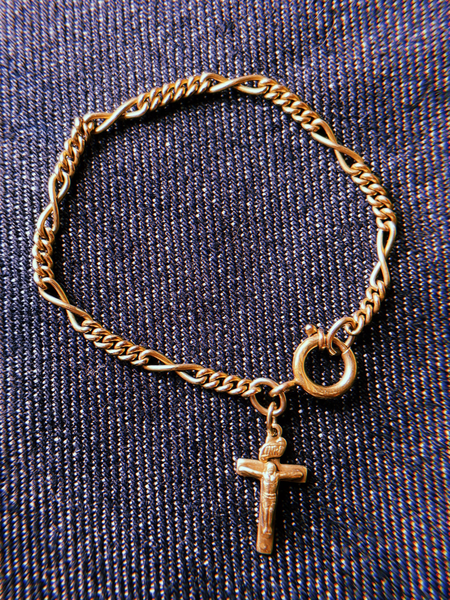 Antique Mini Infinity Rosary Bracelet w/ Mini Cross