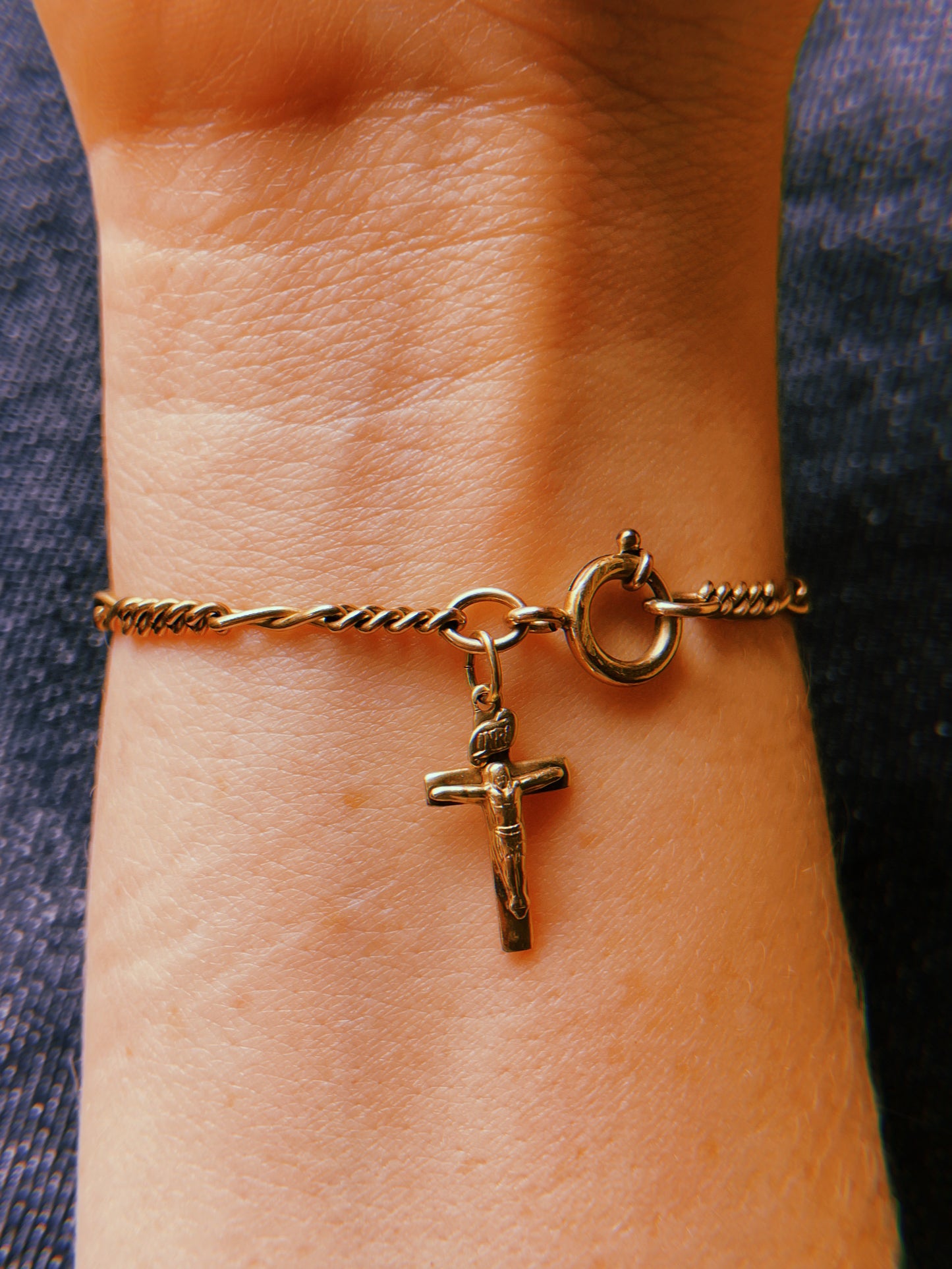 Antique Mini Infinity Rosary Bracelet w/ Mini Cross