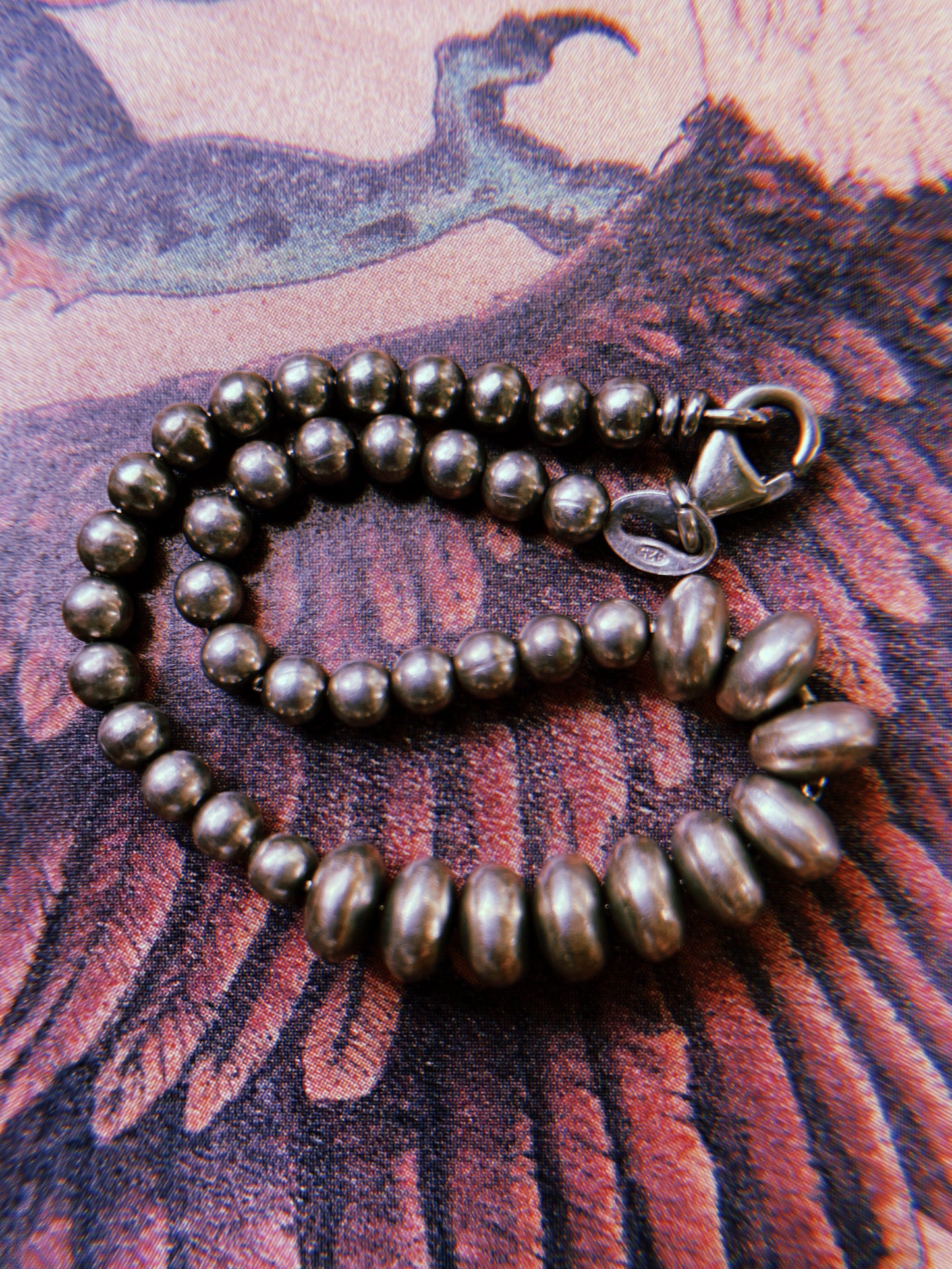 Vintage Handmade Sterling Prayer Bead Bracelet