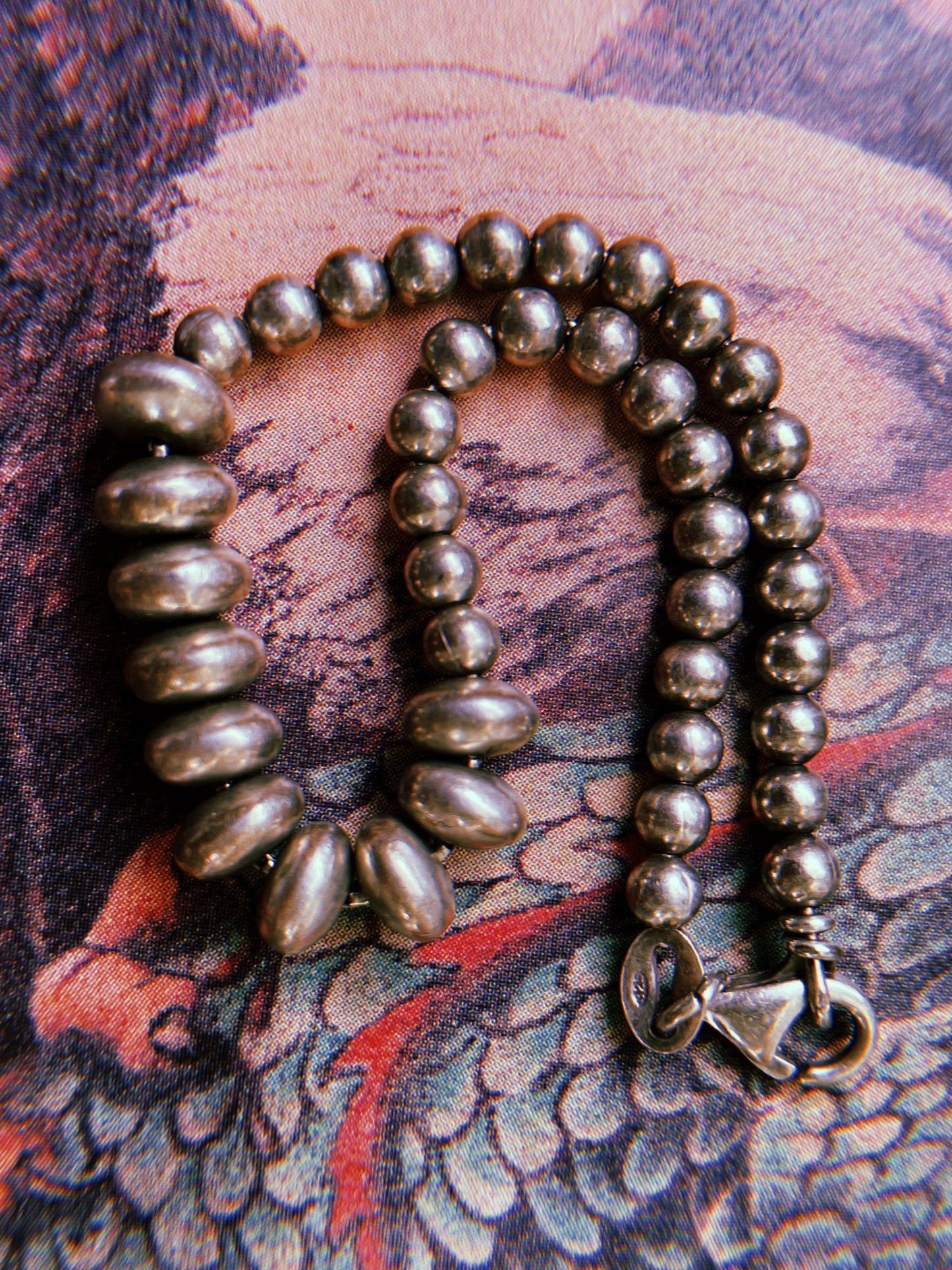 Vintage Handmade Sterling Prayer Bead Bracelet